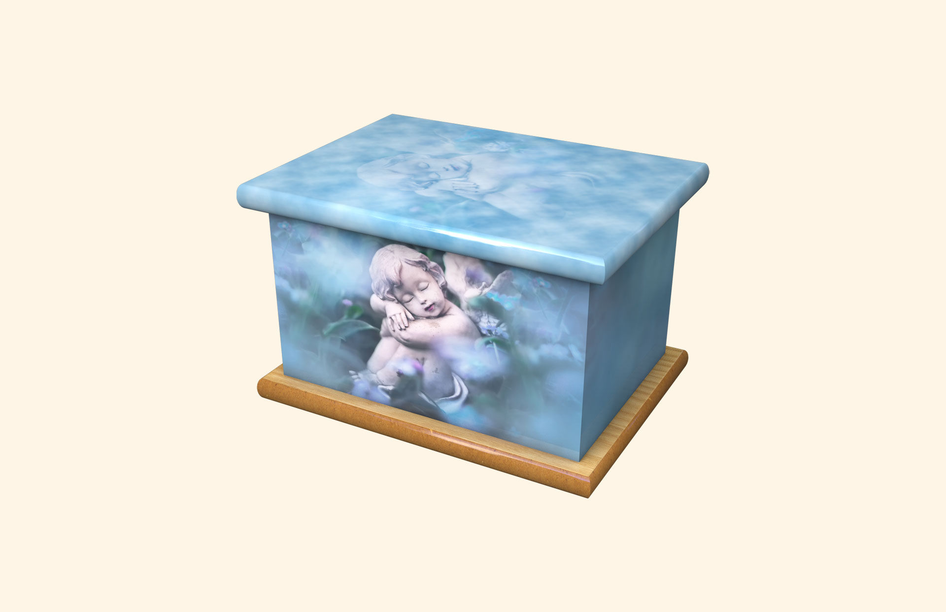 Dreaming Cherub child ashes casket